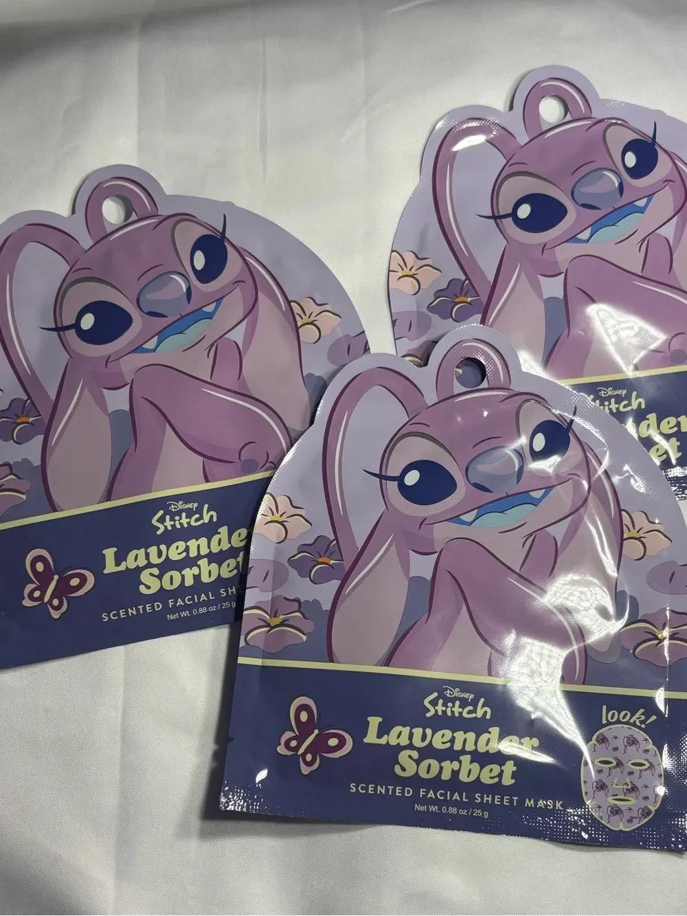 3 New Disney Stitch Lavender Sorbet Scented Facial Sheet Mask